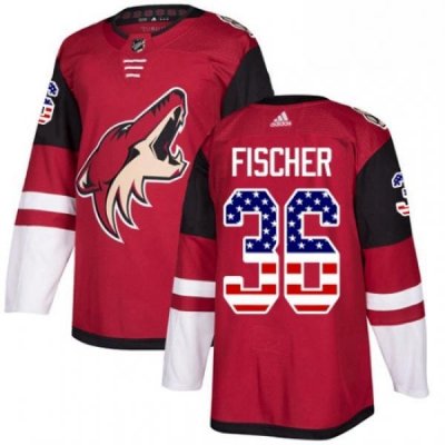 Youth Adidas Arizona Coyotes 36 Christian Fischer Authentic Red USA Flag Fashion NHL Jersey