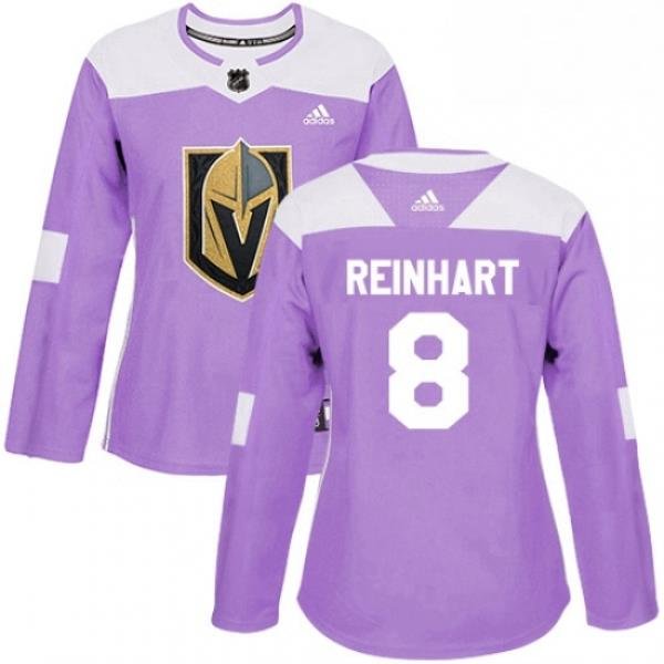 Womens Adidas Vegas Golden Knights 8 Griffin Reinhart Authentic Purple Fights Cancer Practice NHL Jersey