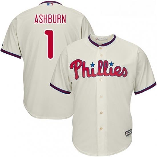 Youth Majestic Philadelphia Phillies 1 Richie Ashburn Authentic Cream Alternate Cool Base MLB Jersey