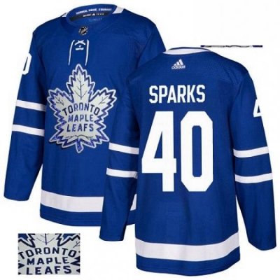 Mens Adidas Toronto Maple Leafs 40 Garret Sparks Authentic Royal Blue Fashion Gold NHL Jersey