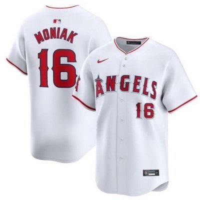 Men Los Angeles Angels 16 Mickey Moniak White Home Limited Stitched Baseball Jersey