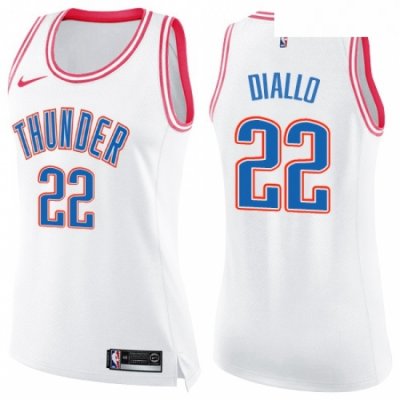 Womens Nike Oklahoma City Thunder 22 Hamidou Diallo Swingman White Pink Fashion NBA Jersey