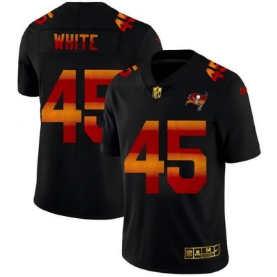 Tampa Bay Buccaneers 45 Devin White Men Black Nike Red Orange Stripe Vapor Limited NFL Jersey