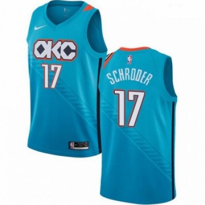 Mens Nike Oklahoma City Thunder 17 Dennis Schroder Swingman Turquoise NBA Jersey City Edition