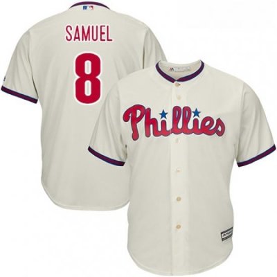 Youth Majestic Philadelphia Phillies 8 Juan Samuel Authentic Cream Alternate Cool Base MLB Jersey