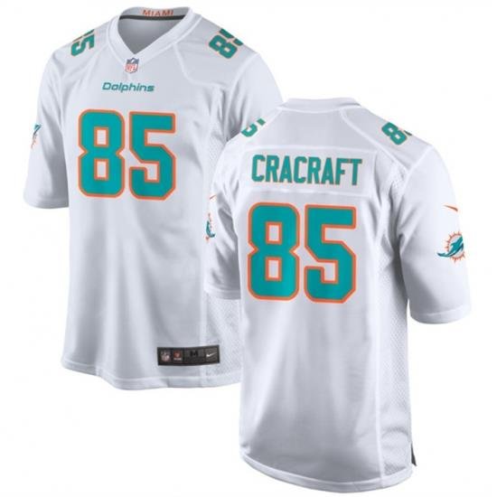 Men Miami Dolphins 85 River Cracraft White Stitched Game Jersey