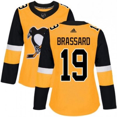 Womens Adidas Pittsburgh Penguins 19 Derick Brassard Authentic Gold Alternate NHL Jersey