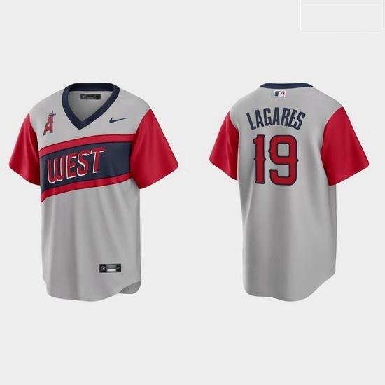 Men Los Angeles Angels 19 Juan Lagares Men Nike Gray 2021 Little League Classic Game MLB Jersey