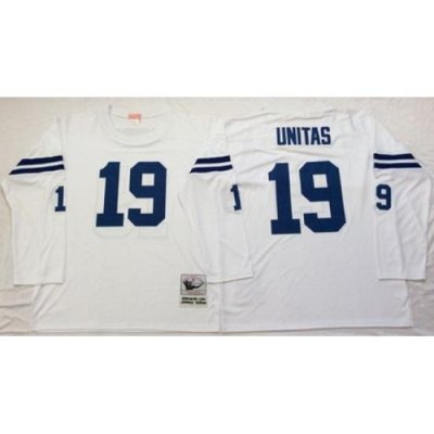 Mitchell&Ness Colts 19 Johnny Unitas White ThroWback Stitched NFL Jersey