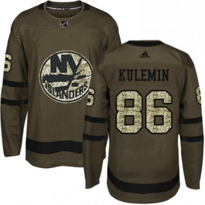 Mens Adidas New York Islanders 86 Nikolay Kulemin Authentic Green Salute to Service NHL Jersey