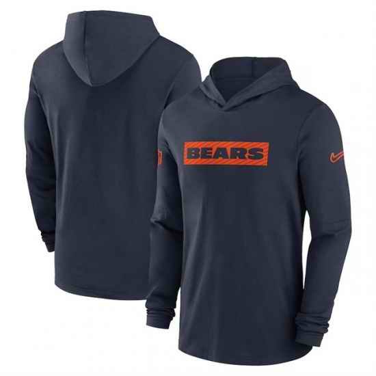 Men Chicago Bears Navy Sideline Performance Hoodie