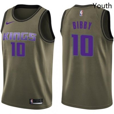 Youth Nike Sacramento Kings 10 Mike Bibby Swingman Green Salute to Service NBA Jersey