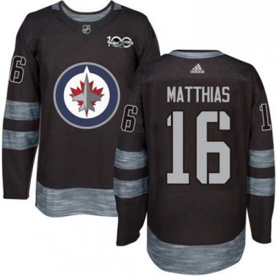 Mens Adidas Winnipeg Jets 16 Shawn Matthias Premier Black 1917 2017 100th Anniversary NHL Jersey