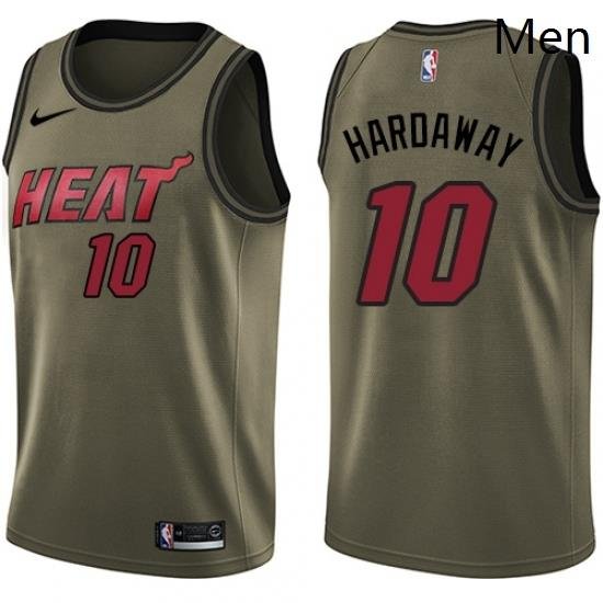 Mens Nike Miami Heat 10 Tim Hardaway Swingman Green Salute to Service NBA Jersey