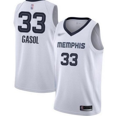 Grizzlies  33 Marc Gasol White Basketball Swingman Association Edition Jersey