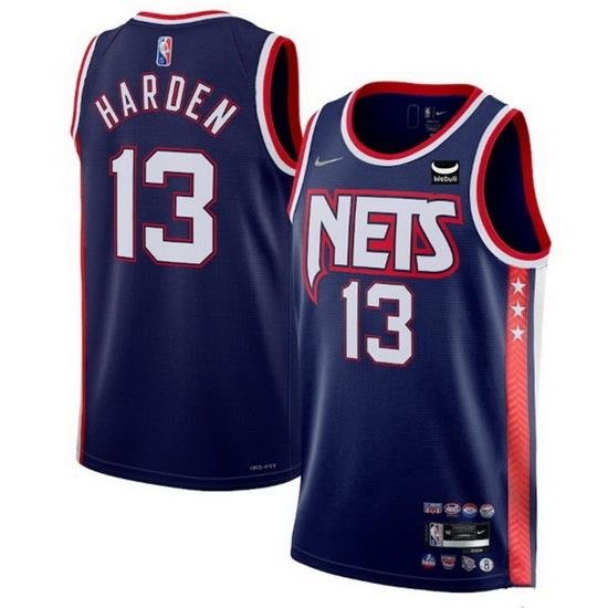 Men's Brooklyn Nets #13 James Harden 2021 22 Navy Swingman City Edition 75th Anniversary Stitched Basketball Jersey