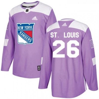 Youth Adidas New York Rangers 26 Martin St Louis Authentic Purple Fights Cancer Practice NHL Jersey