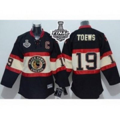 youth nhl jerseys chicago blackhawks #19 toews black New Third[2015 stanley cup][patch C]