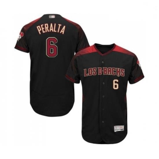 Mens Arizona Diamondbacks 6 David Peralta Black Alternate Authentic Collection Flex Base Baseball Jersey