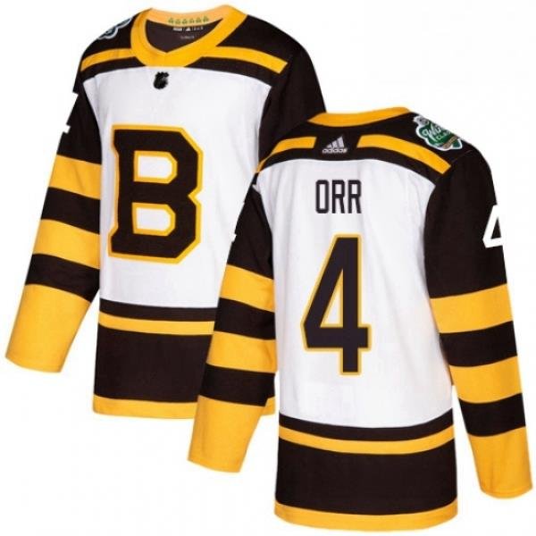 Mens Adidas Boston Bruins 4 Bobby Orr Authentic White 2019 Winter Classic NHL Jersey