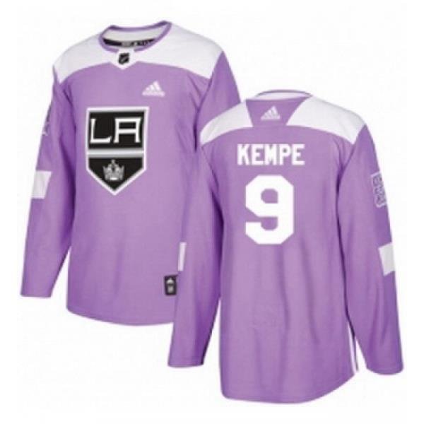 Youth Adidas Los Angeles Kings 9 Adrian Kempe Authentic Purple Fights Cancer Practice NHL Jersey