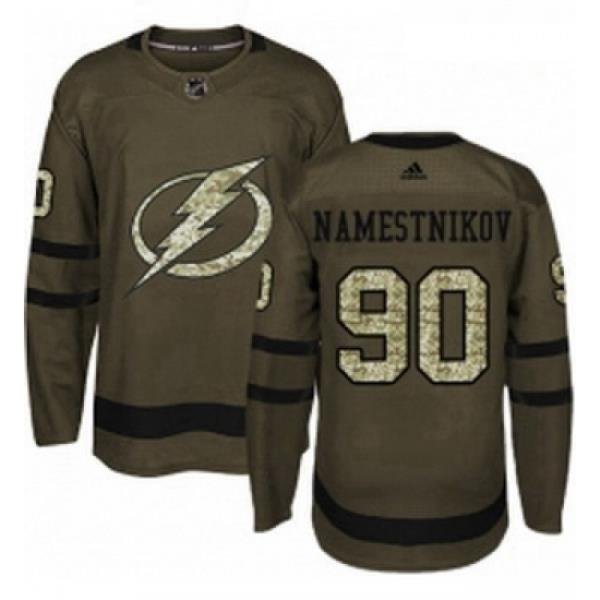 Youth Adidas Tampa Bay Lightning 90 Vladislav Namestnikov Authentic Green Salute to Service NHL Jersey