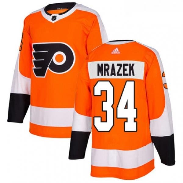 Youth Adidas Philadelphia Flyers 34 Petr Mrazek Premier Orange Home NHL Jersey