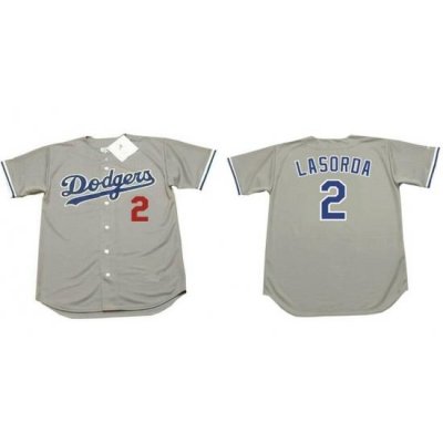 Men Los Angeles Dodgers 2 Tommy Lasorda Grey Stitched MLB Jersey