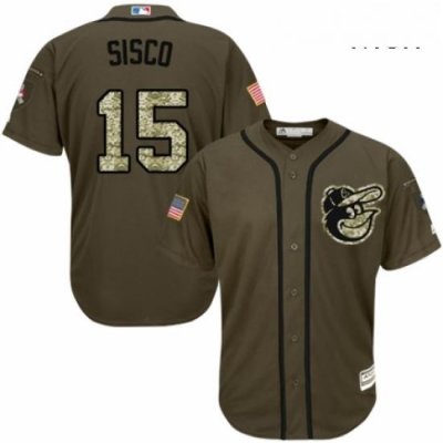 Mens Majestic Baltimore Orioles 15 Chance Sisco Authentic Green Salute to Service MLB Jersey