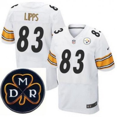 Men's Nike Pittsburgh Steelers #83 Louis Lipps Elite White NFL MDR Dan Rooney Patch Jersey