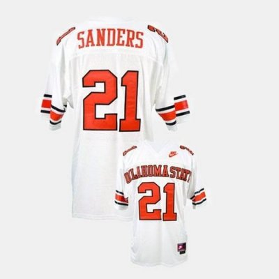 Men Oklahoma State Cowboys And Cowgirls Barry Sanders College Football White Jersey