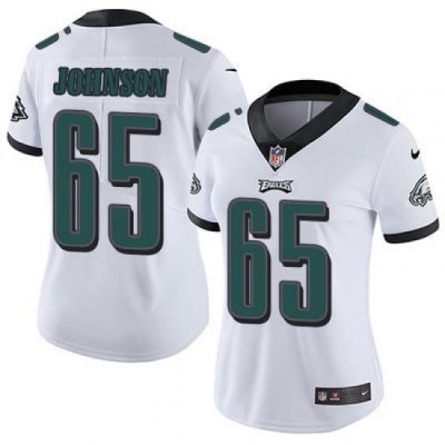 Nike Eagles #65 Lane Johnson White Womens Stitched NFL Vapor Untouchable Limited Jersey