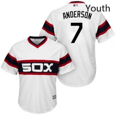 Youth Majestic Chicago White Sox 7 Tim Anderson Authentic White 2013 Alternate Home Cool Base MLB Jersey