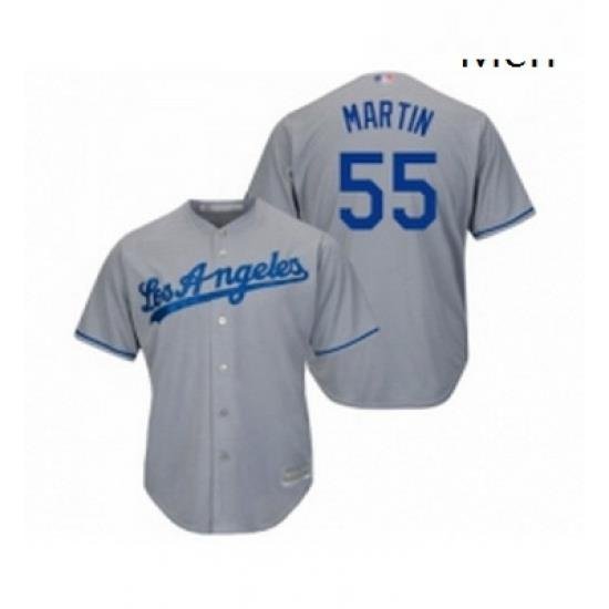 Mens Los Angeles Dodgers 55 Russell Martin Replica Grey Road Cool Base Baseball Jersey