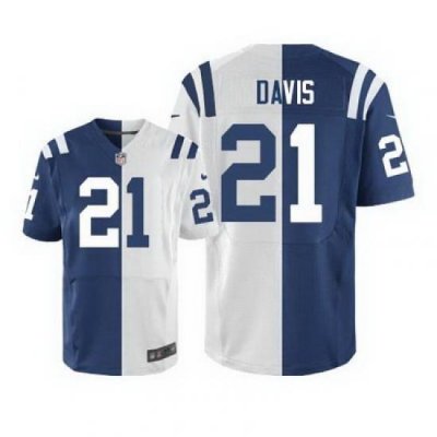 Nike Colts #21 Vontae Davis Royal Blue White Mens Stitched NFL Elite Split Jersey