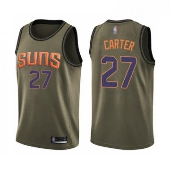 Mens Phoenix Suns 27 Jevon Carter Swingman Green Salute to Service Basketball Jersey