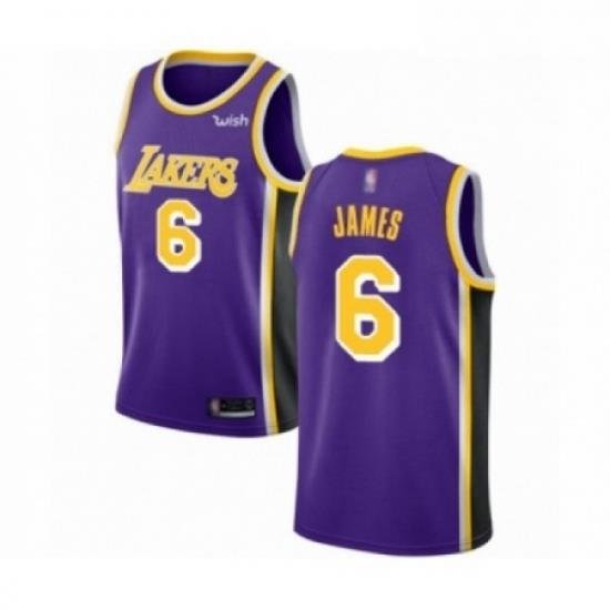 Mens Los Angeles Lakers 6 LeBron James Authentic Purple Basketball Jersey Statement Edition