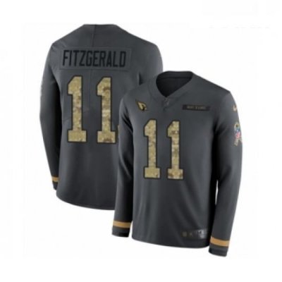 Youth Nike Arizona Cardinals 11 Larry Fitzgerald Limited Black Salute to Service Therma Long Sleeve NFL Jersey