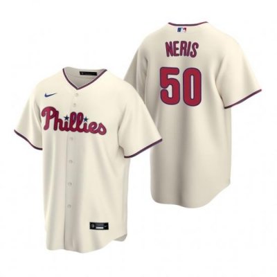 Mens Nike Philadelphia Phillies 50 Hector Neris Cream Alternate Stitched Baseball Jersey