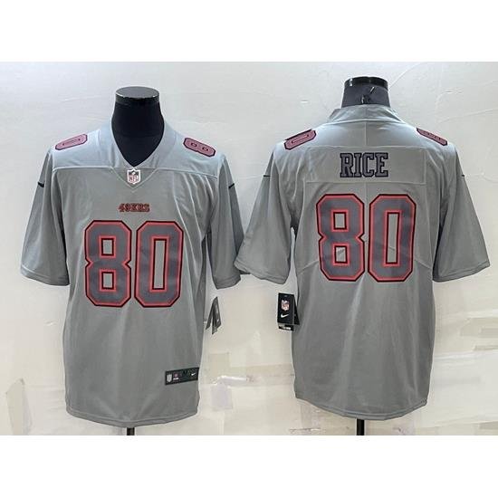 Men San Francisco 49ers 80 Jerry Rice Grey Atmosphere Fashion Stitched Jersey