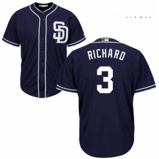 Mens Majestic San Diego Padres 3 Clayton Richard Replica Navy Blue Alternate 1 Cool Base MLB Jersey