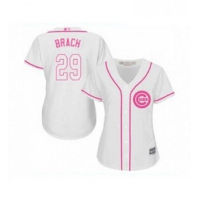 Womens Chicago Cubs 29 Brad Brach Authentic White Fashion Baseball Jersey