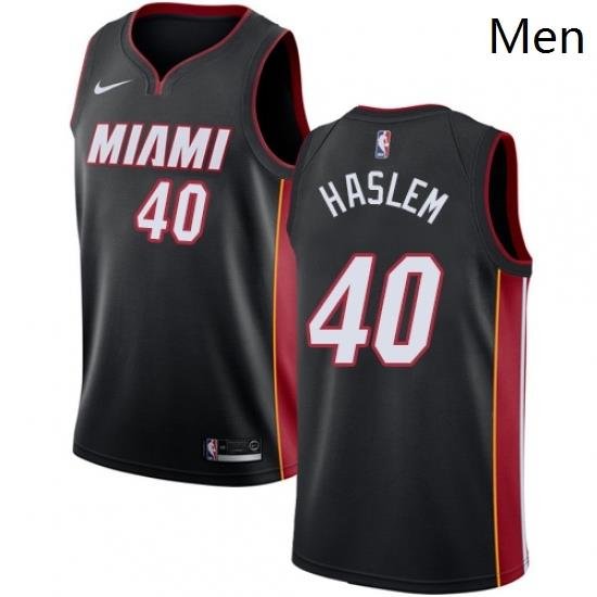 Mens Nike Miami Heat 40 Udonis Haslem Swingman Black Road NBA Jersey Icon Edition