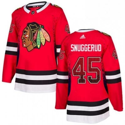 Mens Adidas Chicago Blackhawks 45 Luc Snuggerud Authentic Red Drift Fashion NHL Jersey