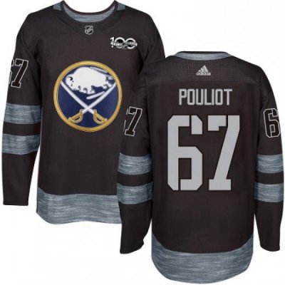 Mens Adidas Buffalo Sabres 67 Benoit Pouliot Premier Black 1917 2017 100th Anniversary NHL Jersey