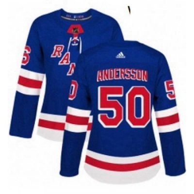 Womens Adidas New York Rangers 50 Lias Andersson Premier Royal Blue Home NHL Jersey