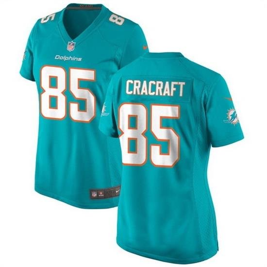 Women Miami Dolphins 85 River Cracraft Aqua Color Rush Stitched Jersey  Run Small