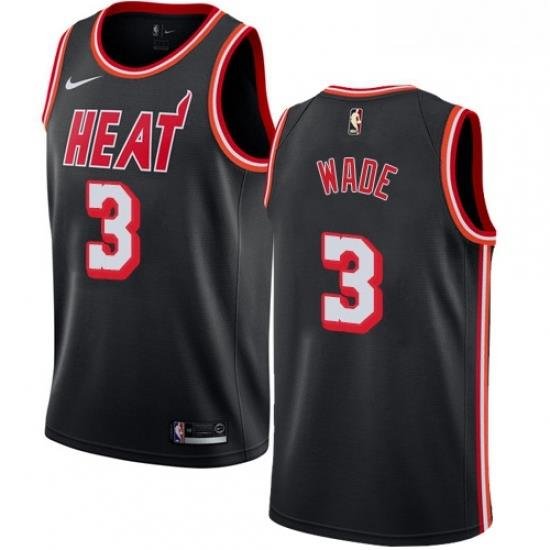 Mens Nike Miami Heat 3 Dwyane Wade Swingman Black Black Fashion Hardwood Classics NBA Jersey