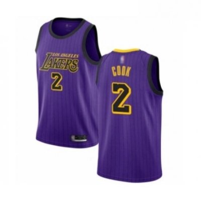 Womens Los Angeles Lakers 2 Quinn Cook Swingman Purple Basketball Jersey City Edition