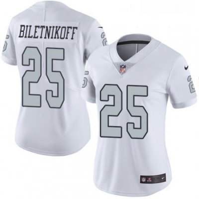 Womens Nike Oakland Raiders 25 Fred Biletnikoff Limited White Rush Vapor Untouchable NFL Jersey